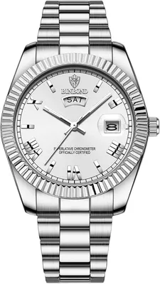 Productafbeelding van Quartz analoog horloge, 30 meter waterdicht, wijzerplaat met Romeinse cijfers, weekdag- en datumweergave, kalender en lichtgevende wijzers. Ideaal als Vaderdagcadeau