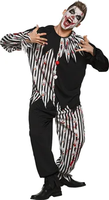 A person wearing a clown costume.