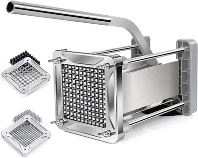 Produktbild von Frietsnijder aus Edelstahl – Kartoffelschneider – Für die Zubereitung von Pommes Frites – Große Kapazität – 14 x 9 cm – Silber