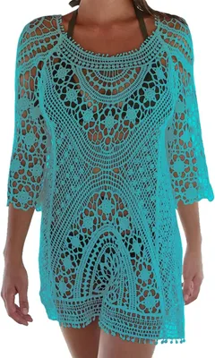 Productafbeelding van Dames cover-up strandjurk van gehaakt polyester, one size, 89 cm lang en breed