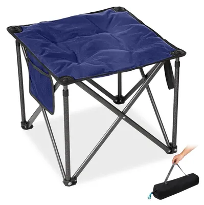 Produktbild von Campingstuhl Klapphocker Faltbarer Hocker - Belastbar bis 180 kg - 46 cm Sitzbreite - Blau - Für Camping und Strand