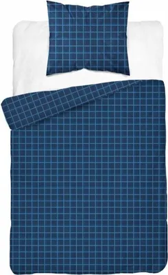 Produktbild von Bettwäsche, Satinbettwäsche, 100% Baumwolle 140x200 4812a Blau kariertes Muster