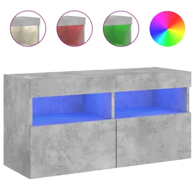 Produktbild von vidaXL TV-Wandschrank mit LED-Leuchten Betongrau 80x30x40 cm