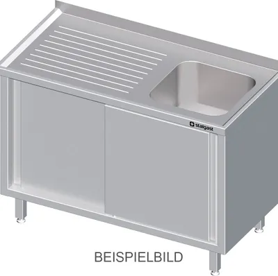 Produktbild von Spülschrank mit Schiebetüren 1000x600x850 mm, mit einem Becken links, mit Aufkantung, verschweißt