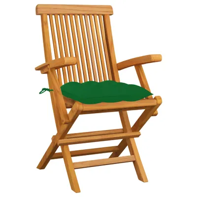 Immagine prodotto di Sedie da giardino con cuscini verdi 6 pz. Legno massiccio di teak