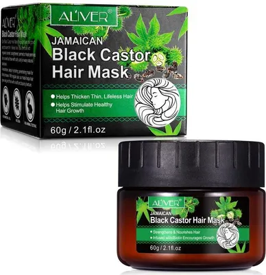 Immagine prodotto di Maschera per capelli all'olio di ricino nero Aliver - 60 g