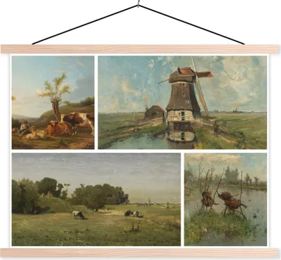 Produktbild von MuchoWow® Textilposter Collage - Niederlande - Kunst 40x30 cm mit holzfarbenen Rahmen - Bilder