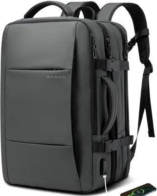 Obrázok produktu pre Rozšíriteľný cestovný batoh do lietadla, vodoodpudivý batoh na notebook, 45 l, 17,3 palca, sivý