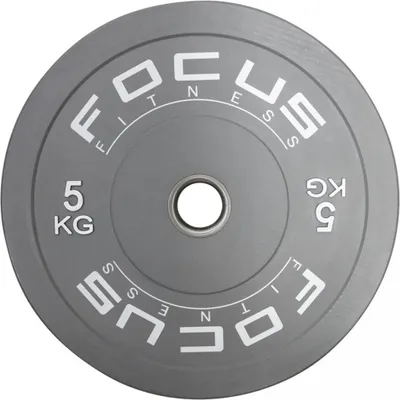Produktbild von Olympische Hantelscheibe 50 mm - Focus Fitness Bumper Platte - 5 kg - Grau
