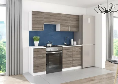 Produktbild von Roe Furniture | Küchenzeile - 180 cm - DunkelBraun (Sonoma) - Einbauküche, Küchenblock, Singleküche, Singleküchenblock, Küchen - Tischplatte Weiß