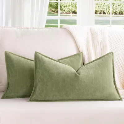 Produktbild von Chenille Kissenbezug Salbei Grün 40x60 cm 2er Set