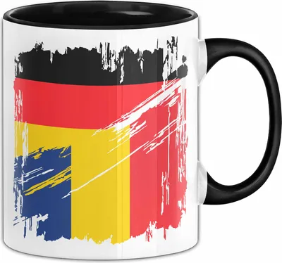 Produktbild von Rumänien Deutschland Flagge Halb Deutscher Halb Rumäne Fußball Germany 2024 Europa Romania (Schwarz)