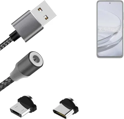 Produktbild von K-S-Trade Hochwertiges Magnet-Lade-kabel Sync-Kabel Daten-Kabel für ZTE Axon 60 mit USB-Typ-C-Anschluss und Micro-USB-Anschluss 2A bis zu 480mbps