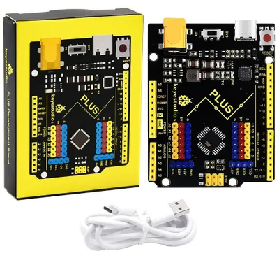 Productafbeelding van KEYESTUDIO UN0 R3 Plus-ontwikkelbord voor Arduino IDE, met USB-C kabel