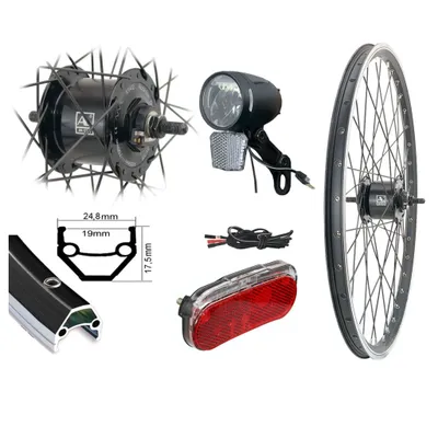 Produktbild von 26 Zoll Set Vorderrad Laufrad Nabendynamo LED-Licht 80 Lux Standlicht StVZO Rad