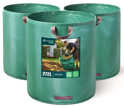 Produktbild von VOUNOT® 272 Liter Gartensack Gartenabfallsack mit Griffen, Laubsack für Grünabfall, 3er Set