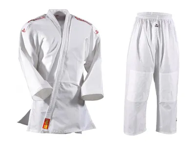 Produktbild von DANRHO Judoanzug Yamanashi mit Schulterstreifen in blau oder weiß Kampfanzug