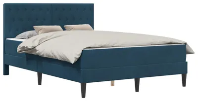 Image de Cadre de lit avec matelas Bleu 140 x 200 cm Velours
