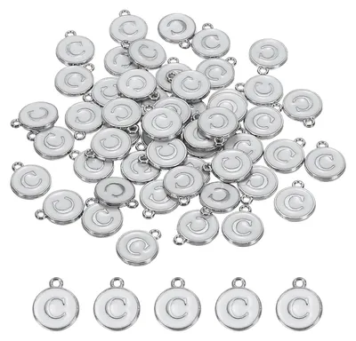 Buchstabenanhänger C, 50 St., 12 mm, weiß, Emaille, DIY-Schmuck