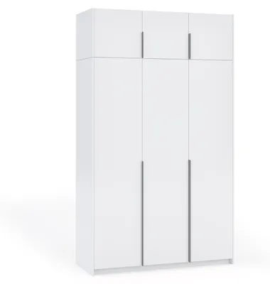 Obrázek produktu pro Margaret Hadas24 Skříň APOLLONIA I bez zrcadla, skříň s otočnými dveřmi, moderní skříň, spousta úložného prostoru 150 x 250 cm (bílá, černé úchytky)