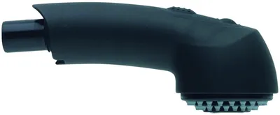 A black shower head for a sink faucet, shown in isolation against a white background.