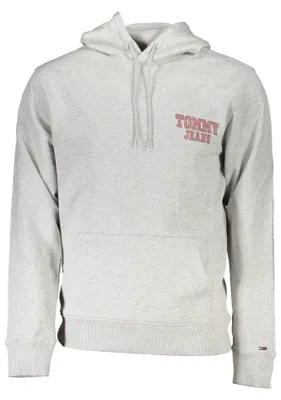 Produktbild von Herren Graues Kapuzen-Sweatshirt aus Baumwolle mit Print & Tasche