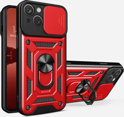Produktbild von Armor Handyhülle für Apple iPhone 15 Kameraschutz Handy Panzer Case Cover Schutzhülle Outdoor Farbe: Rot