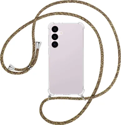 Produktbild von Handykette Backcover-Schutzhülle mit Band (Metall silberfarben) für Samsung Galaxy S24 Plus - braun+beige
