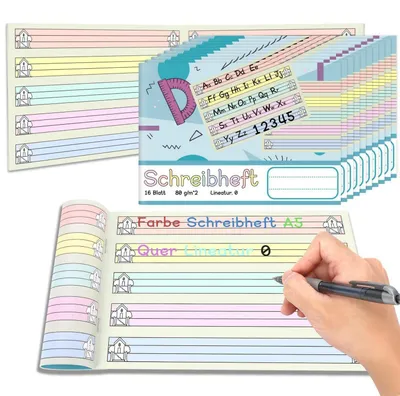 Produktbild von Schreibheft A5 Quer Lineatur 0 10 Stück 80 g/qm für 1. Schuljahr Lernheft