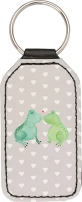 Produktbild von Mr. & Mrs. Panda Schlüsselanhänger Frosch Liebe - Grau Pastell - Geschenk, schlüsselbund anhänger, schlüssel, Pärchen, Freund, Frösche, kunstleder, Hochzeitstag