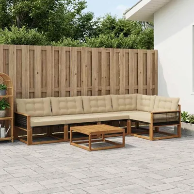 Produktbild von Möbel Outdoor-Sofagarnitur mit Kissen 6 pcs Natur und BeigeGartensofas - Gartensofas c327