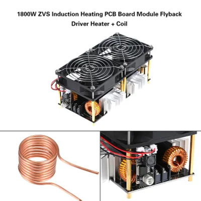 Image de 1800W 40A 12V-48V ZVS Induction Heating Board Module DIY Flyback Driver Heater Good Heat Dissipation with Coil Accessories