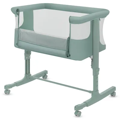Produktbild von Lionelo Aurora 3in1 - Beistellbett, Babywiege, freistehendes Babybett - mit Matratze, mit Tragetasche, Stufenlose Höhenverstellung - Bis 9 kg - Grün