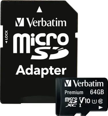 Produktbild von Verbatim microSDXC          64GB Class 10 UHS-I incl Adapt. 44084
