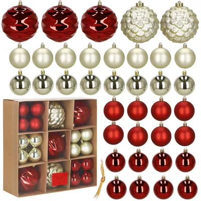 Immagine prodotto di Springos® Set di decorazioni per l'albero di Natale 37 pezzi 7-13 cm Decorazioni natalizie infrangibili con appendini