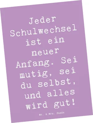 Produktbild von Mr. & Mrs. Panda Postkarte Spruch Einen Schulwechsel bewältigen - Lavendeltraum - Geschenk, Zuversicht, positive Veränderungen, persönlich wachsen, Ansichtskarte, Trost