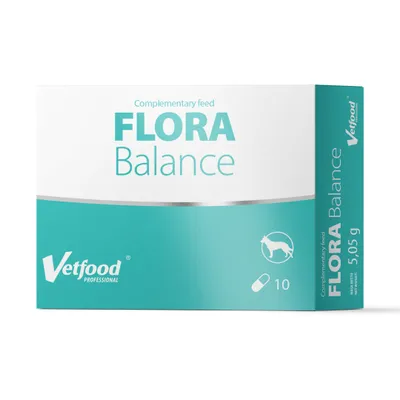 Produktbild von Vetfood FLORA Balance 10 Kapseln – Ergänzungsfuttermittel für Hunde mit Inulin und 3 Milchsäurebakterienstämmen zur Unterstützung der Darmflora