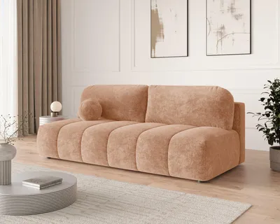 Produktbild von MOEBLO Fluffy modernes Schlafsofa 3-Sitzer mit Schlaffunktion, Bettkasten, Schlafcouch, Gästebett, Polstersofa Wohnzimmer 210 x 104 x 88 cm – Orange