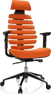 Produktbild von hjh OFFICE Profi Bürostuhl ERGO LINE II PRO Ergonomischer Schreibtischstuhl mit Armlehnen (höhenverstellbar) Stoff Orange Drehstuhl für Büro, Zuhause