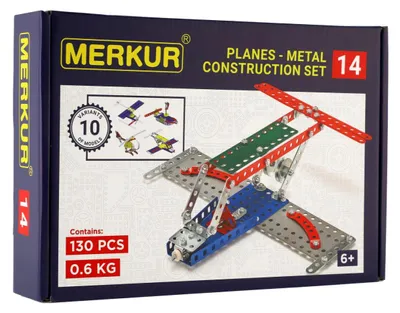 Immagine prodotto di Kit di montaggio MERKUR 014, aereo, 10 modelli, 141 pezzi, confezione da 26x18x5 cm