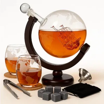 Produktbild von Flasche Karaffe Whisky Set aus Whiskygläser Dekanter Geschenk + 2 Whiskey Gläser