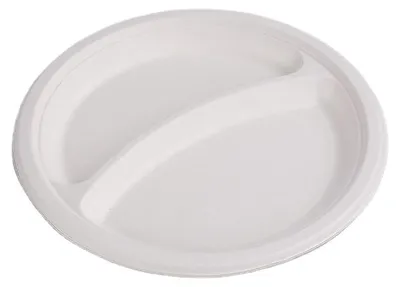 Zdjęcie produktu dla Talerz z trzciny cukrowej okrągły 2-dzielny 23cm, 50szt