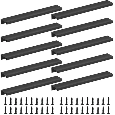 Obrázok produktu pre Skryté úchyty na zásuvky 200 mm - 10 kusov - Neviditeľné úchyty na dvere - Hliník - Vrátane 16 skrutiek