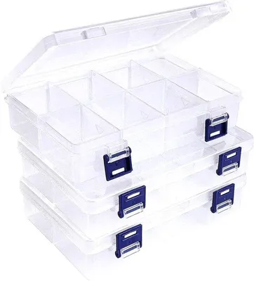 Obrázek produktu pro Průhledná úložná krabice s nastavitelnými přihrádkami pro různé předměty