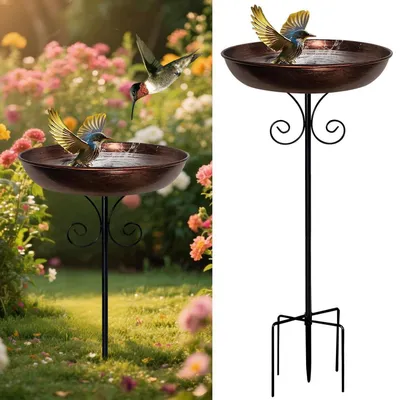 Produktbild von Vogelbad Metall stehend 82cm Garten Deko Wasserschale für Wildvögel frostsicher