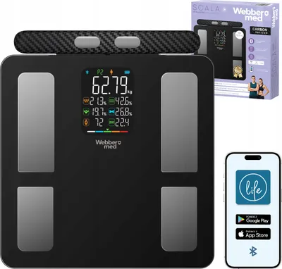 Zdjęcie produktu dla Waga Łazienkowa Analityczna 15 Parametrów Apple Health, Google Fit, IF2825A