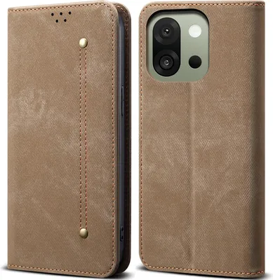 Obrázek produktu pro Pouzdro pro OnePlus 13T, Kožené Peněženkové Pouzdro s Magnetickým Uzavíráním a Stojánkem Khaki