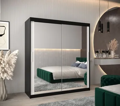 Produktbild von Schwebetürenschrank mit einer Breite von 180 cm TIMEA 3 – Schwarz/Weiß