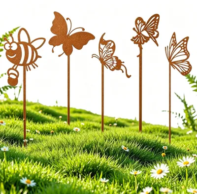Immagine prodotto di Set di 2 decorazioni da giardino in metallo effetto ruggine