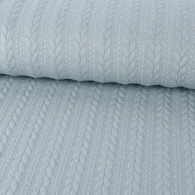 Produktbild von Bekleidungsstoff Meterware Cably Zopfmuster einfarbig eisblau 1,5m
